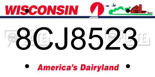 8CJ8523 Wisconsin License Plate