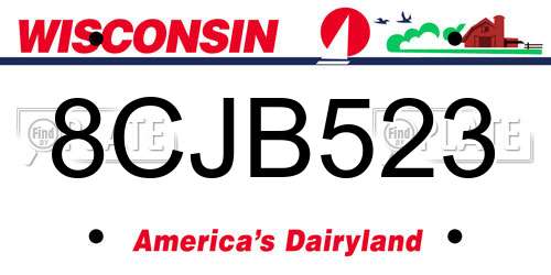 8CJB523 Wisconsin License Plate