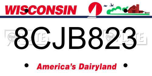 8CJB823 Wisconsin License Plate