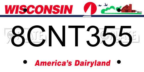 8CNT355 Wisconsin License Plate