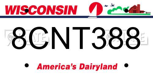 8CNT388 Wisconsin License Plate