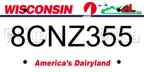 8CNZ355 Wisconsin License Plate