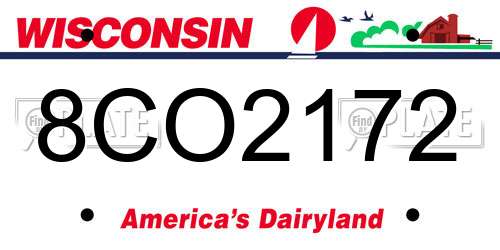 8CO2172 Wisconsin License Plate