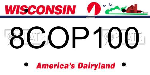 8COP100 Wisconsin License Plate