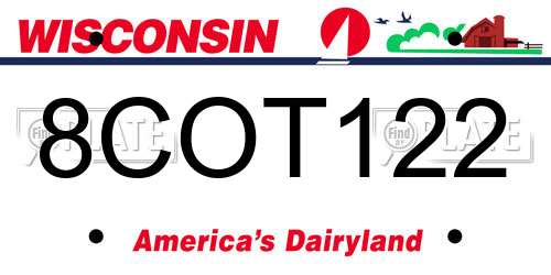 8COT122 Wisconsin License Plate