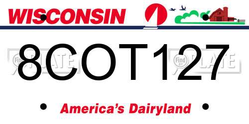 8COT127 Wisconsin License Plate