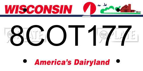 8COT177 Wisconsin License Plate
