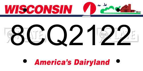 8CQ2122 Wisconsin License Plate