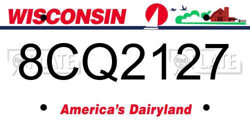 8CQ2127 Wisconsin License Plate
