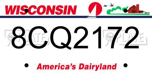 8CQ2172 Wisconsin License Plate
