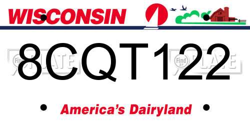 8CQT122 Wisconsin License Plate
