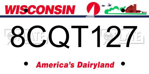 8CQT127 Wisconsin License Plate