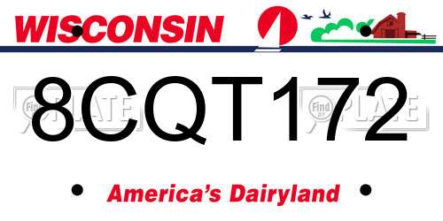 8CQT172 Wisconsin License Plate