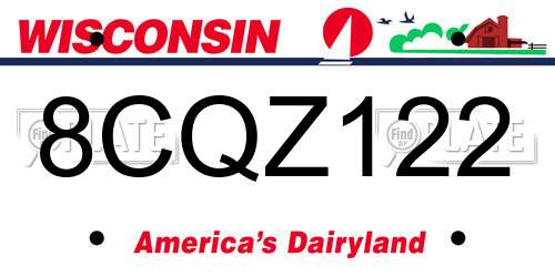 8CQZ122 Wisconsin License Plate