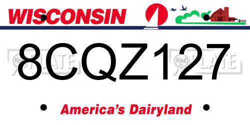 8CQZ127 Wisconsin License Plate