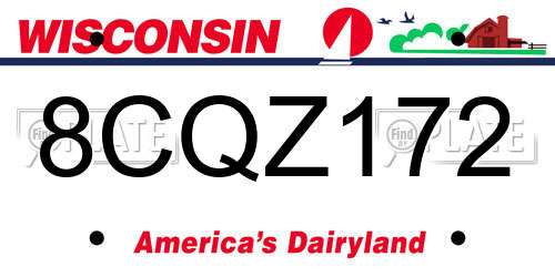 8CQZ172 Wisconsin License Plate