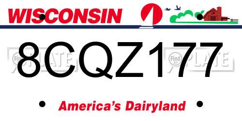 8CQZ177 Wisconsin License Plate