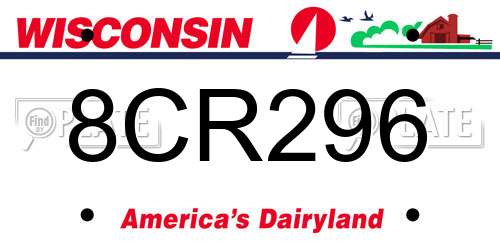 8CR296 Wisconsin License Plate