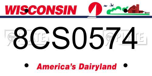 8CS0574 Wisconsin License Plate