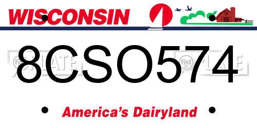 8CSO574 Wisconsin License Plate