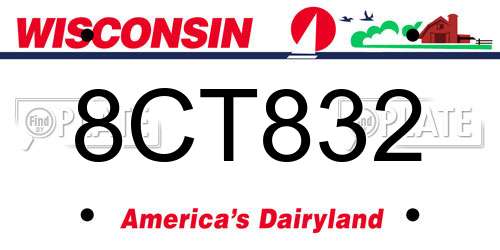 8CT832 Wisconsin License Plate