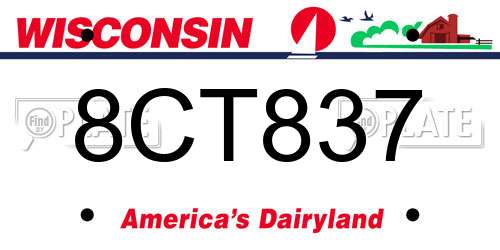8CT837 Wisconsin License Plate
