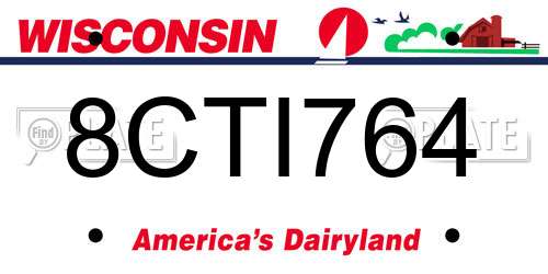 8CTI764 Wisconsin License Plate