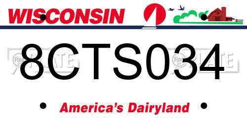 8CTS034 Wisconsin License Plate