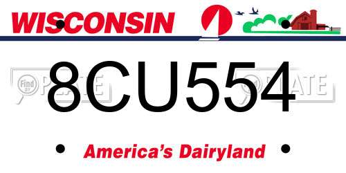 8CU554 Wisconsin License Plate