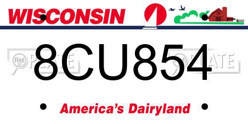 8CU854 Wisconsin License Plate