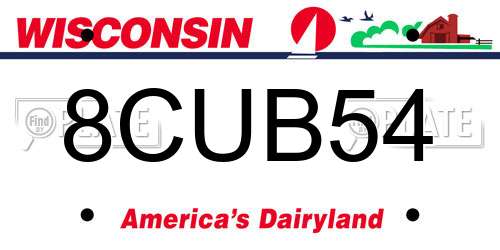 8CUB54 Wisconsin License Plate