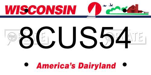 8CUS54 Wisconsin License Plate