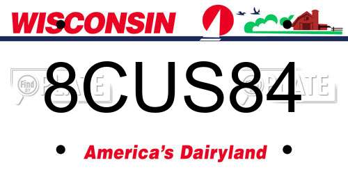 8CUS84 Wisconsin License Plate