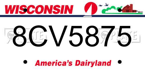 8CV5875 Wisconsin License Plate
