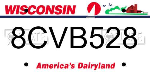 8CVB528 Wisconsin License Plate