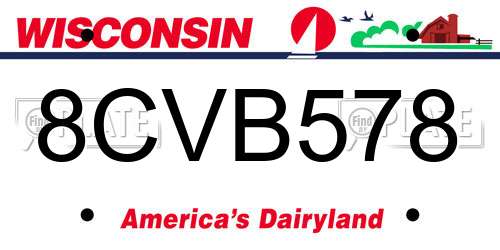 8CVB578 Wisconsin License Plate