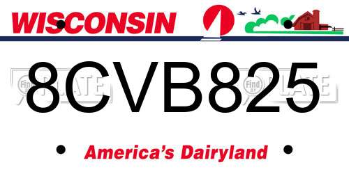 8CVB825 Wisconsin License Plate