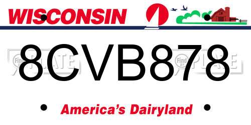 8CVB878 Wisconsin License Plate