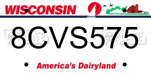 8CVS575 Wisconsin License Plate