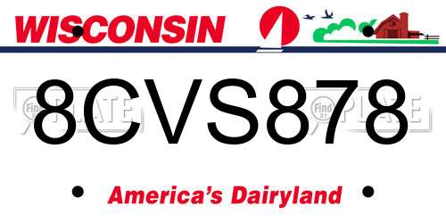 8CVS878 Wisconsin License Plate
