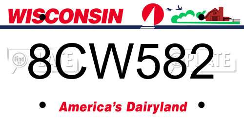 8CW582 Wisconsin License Plate