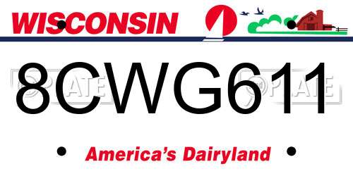 8CWG611 Wisconsin License Plate