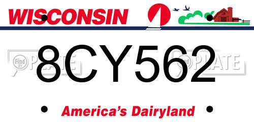 8CY562 Wisconsin License Plate