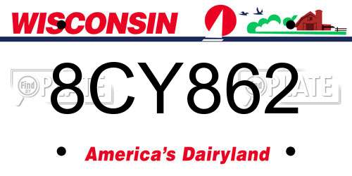 8CY862 Wisconsin License Plate
