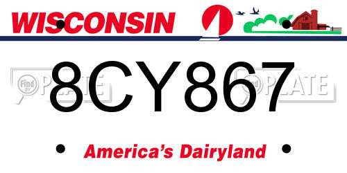 8CY867 Wisconsin License Plate