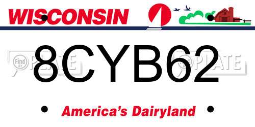 8CYB62 Wisconsin License Plate