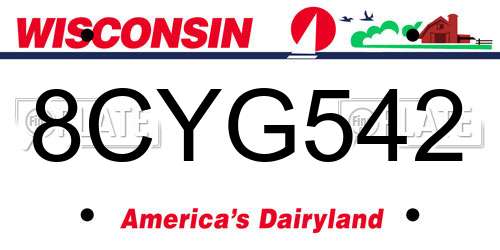 8CYG542 Wisconsin License Plate