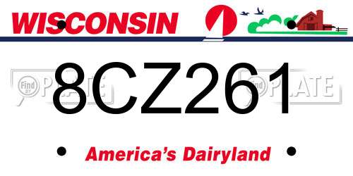 8CZ261 Wisconsin License Plate
