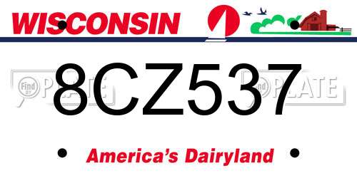 8CZ537 Wisconsin License Plate
