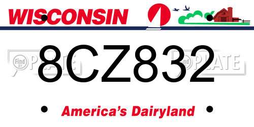 8CZ832 Wisconsin License Plate